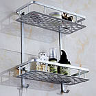 Полиця для ванної 2-х ярусна, алюмінієва,  прямокутна, навісна у ванну (HP 99-010), фото 3