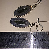 Красиві нефритові сережки, сережки з нефритом. Ніжні сережки нефрит у формі маркіз в сріблі Індія, фото 6