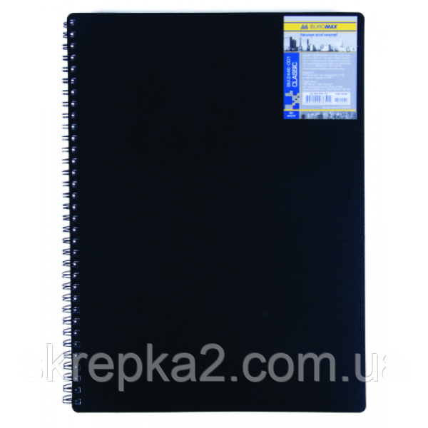 Записна книжка на пружині CLASSIC, А6, 80 аркушів, клітинка,чорний