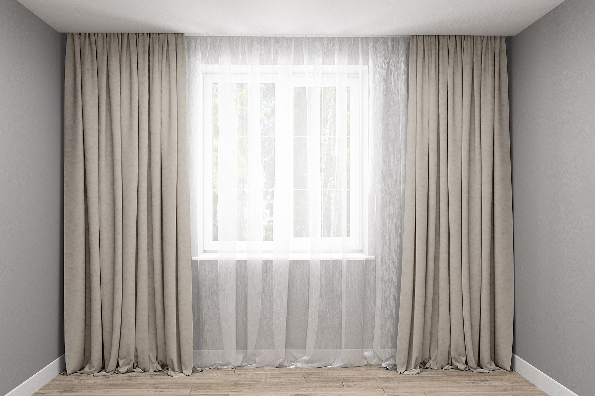 Комплект штор микровельвет Бежево-кавовий 211