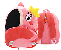 Рюкзак детский для любимых малышей "Фламинго" маленький мягкий качественный розовый красный