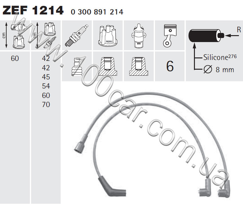 ZEF 1214, Дроти запалювання Beru (к-т) FORD SCORPIO I 2,4 i, i 2,9