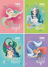 Блокнот на пружині зверху, А-6, 40 л., MERMAID, картонна обкладинка, KIDS Line