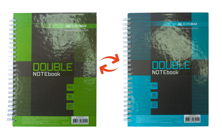 Записна книга DOUBLE А5, на пружині, 96арк., клітинка, тверда ламінована обкладинка, коричневий, фото 1