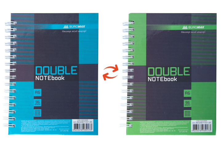 Записна книга DOUBLE А6, на пружині, 96арк., клітинка, тверда ламінована обкладинка, коричневий, фото 2