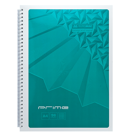 Зошит на пружині PRIME А4, 96арк., клітка, в картонній обкладинці, бірюзовий, фото 2