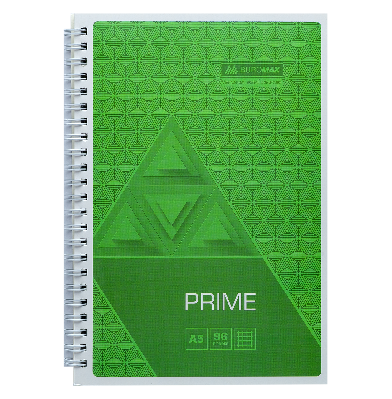 Зошит на пружині PRIME А5, 96арк., клітка, в картонній обкладинці, салатовий