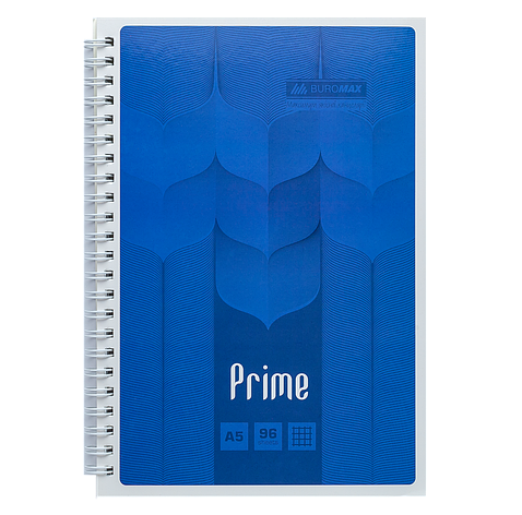 Зошит на пружині PRIME А5, 96арк., клітка, в картонній обкладинці, синій, фото 1