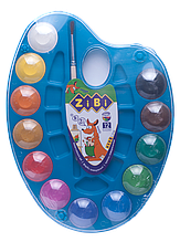 Акварельні фарби на палітрі, 12 кольорів, натуральна кисть, синій, KIDS Line