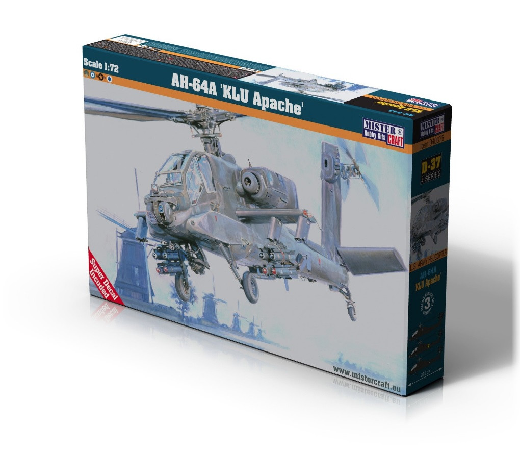 AH - 64A KLU Apache. Збірна модель вертольота. 1/72 MISTER CRAFT D-37