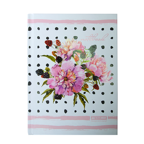 Блокнот FLORISTICA, А-5, 96арк., клітка, тв. картонна обкладинка, рожевий, фото 1