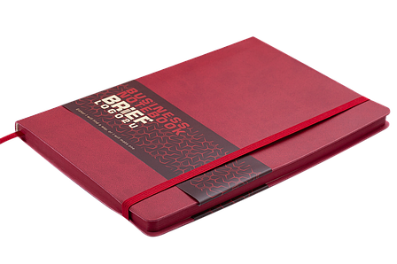 Блокнот ділової BRIEF LOGO2U А5, 96арк., клітка, обкладинка-штучна шкіра, червоний, фото 1