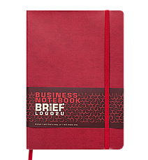 Блокнот ділової BRIEF LOGO2U А5, 96арк., клітка, обкладинка-штучна шкіра, червоний, фото 3