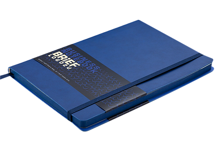 Блокнот ділової BRIEF LOGO2U А5, 96арк., клітка, обкладинка-штучна шкіра, синій, фото 1