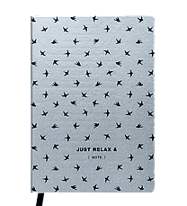 Блокнот ділової RELAX А5, 96арк., клітка, обкладинка-штучна шкіра, сріблястий, фото 2