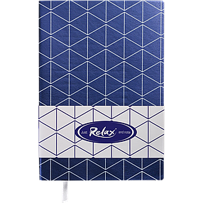 Блокнот ділової RELAX А5, 96арк., чистий, обкладинка-штучна шкіра, т.-синій, фото 2