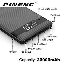 Зовнішній акумулятор Powerbank PINENG PN-962 20000mAh QC3.0 100% оригінал колір чорний, фото 3