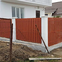 Євроштахетник теракотовий Україна двосторонній рал 8004 мат 0,5 мм штахетник штахети, фото 5