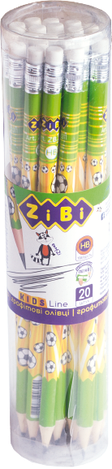 Олівець графітовий GOAL HB з гумкою, туба 20 шт., KIDS Line, фото 1