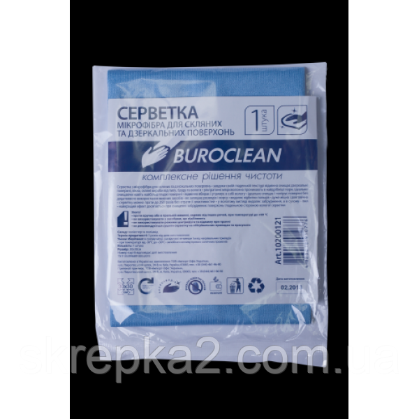 Серветка мікрофібра для скла та дзеркал Buroclean 30х30