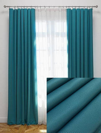 Готові Штори Блекаут "Джинс Бірюза", 2шт 200х280см, фото 1