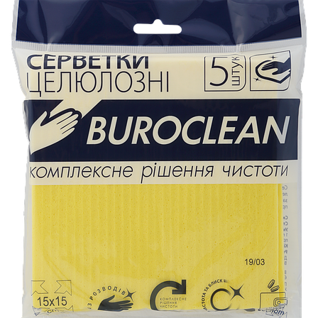 Влаговпітивающие серветки целюлозні Buroclean 15х15, 5 шт/уп, фото 2