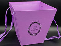 Шляпочные коробки для цветов подарочные флористические Цвет фиолет. 25х24см