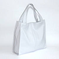 Кожаная вместительная белая сумка, цвета в ассортименте
