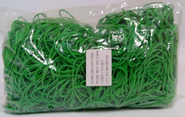 Гумки для грошей зелені (80*1,5*1,5) "Plast", 1 кг/пач