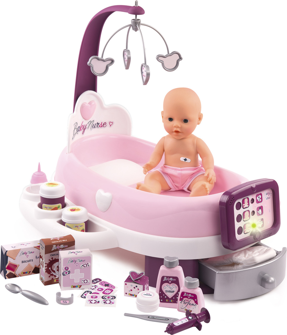 Ігровий інтерактивний набір Smoby Toys Baby Nurse Прованс для догляду за пупсом з аксесуарами (220347)
