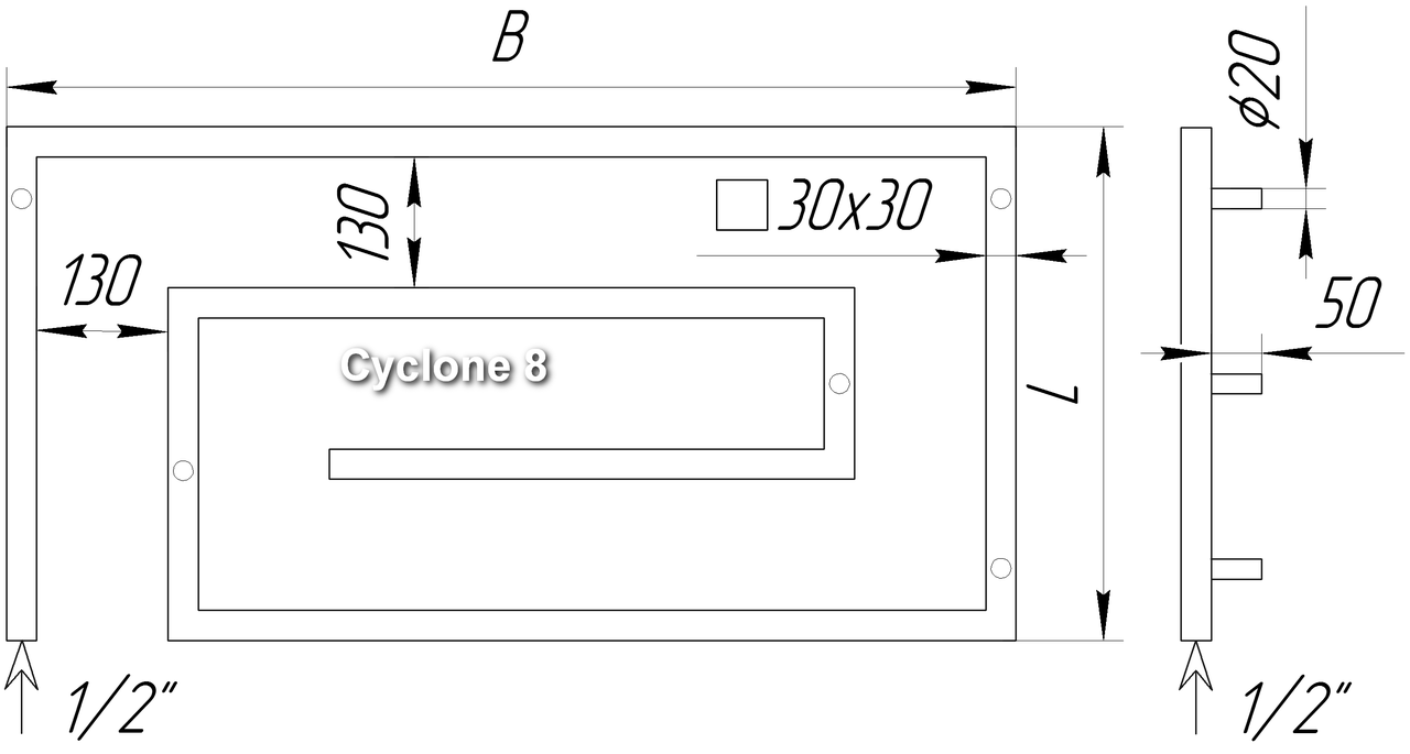 Современный полотенцесушитель Cyclone 8 /510х900 мм, для стильного интерьера ванной комнаты. Водяной - фото 3 - id-p17384903