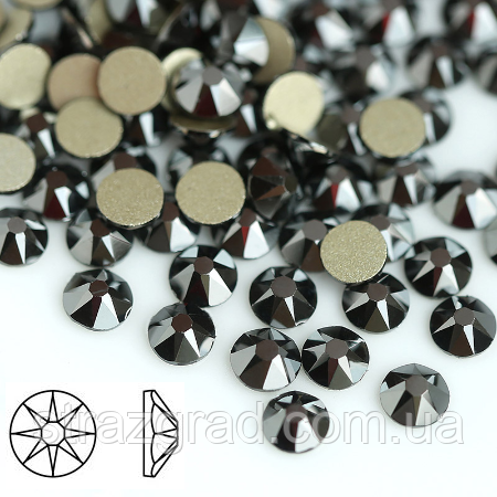 Стрази клейові XIRIUS 16 граней (8+8) Jet Hematite SS16 Non-Hot Fix 1440 шт., фото 1