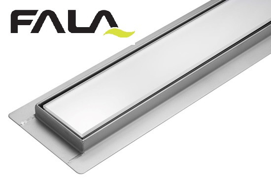 Трап підлоговий із неіржавкої сталі FALA White Glass (600 мм х 70 мм)