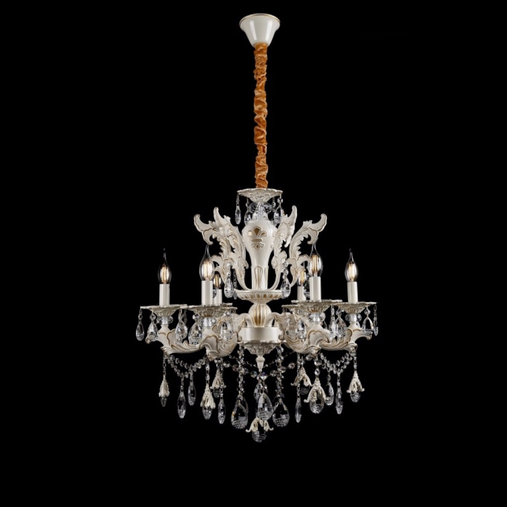 Класична люстра-свічка на 6 лампочок VL-41424/6 (LGWT), фото 1