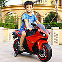 Детский электромобиль Мотоцикл M 4069 L-3, Yamaha R1, Кожаное сиденье, LED подсветка, красный, фото 4