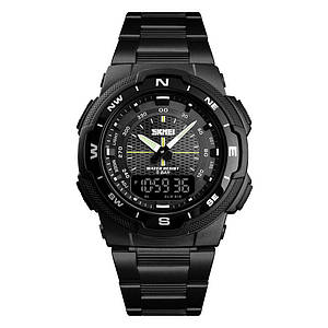 Класичні чоловічі годинники Skmei 1370 MARSHAL Silver black / Black Гарантія!