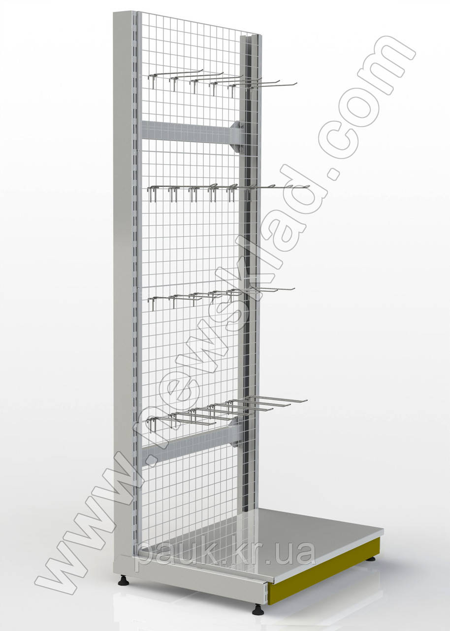Стеллаж сетчатый 2350х950 мм, металлический приставной стеллаж, торговый стеллаж Ристел с сетчатыми панелями - фото 3 - id-p1284144