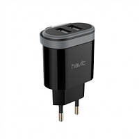 USB зарядка HAVIT HV-UC8809 Dual Travel Charger With Lightning Cable, black