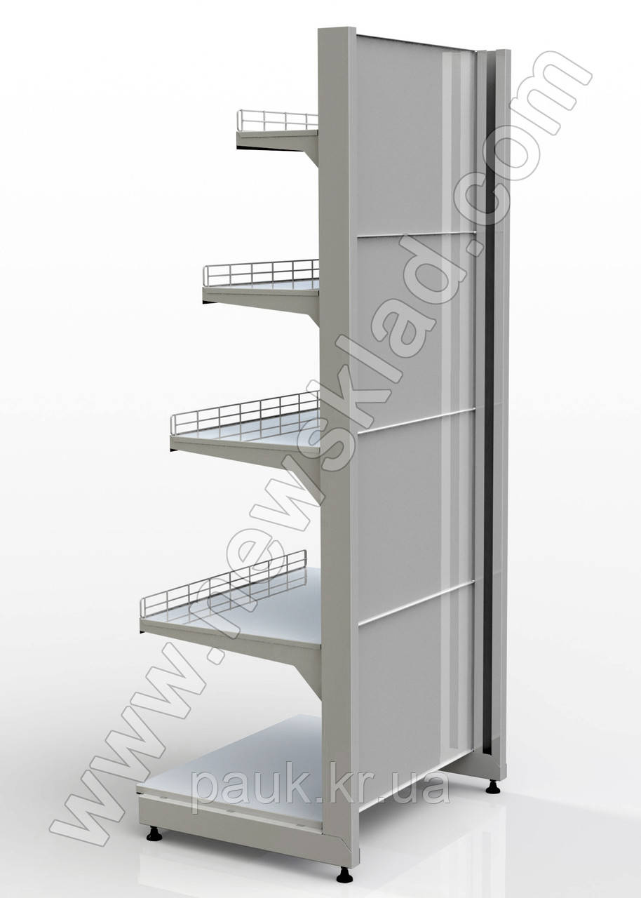 Торговый стеллаж 1600*950 мм Ристел, стеллаж прямой приставной, металлический стеллаж в магазин - фото 6 - id-p1284224