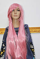 Искусственный парик имитация натуральных волос длинные розовые волосы с челкой