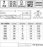 Набір свердел мітчиків М3-М10 з подовжувачем YATO YT-44849 (Польща), фото 6