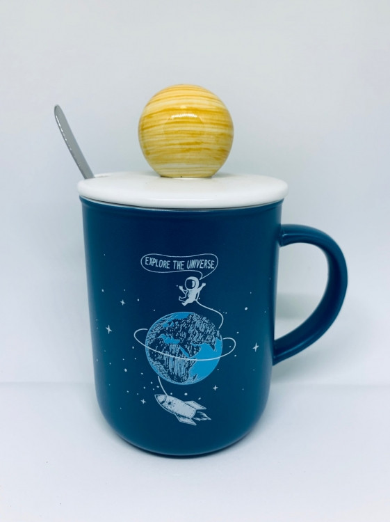 Кружка Explore the universe з кришкою і ложкою, фото 1