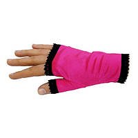 Малиновые перчатки-митенки атласные короткие без пальчиков на вечеринку в стиле ретро