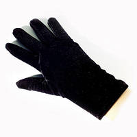 Чёрные перчатки бархатные короткие 22 см
