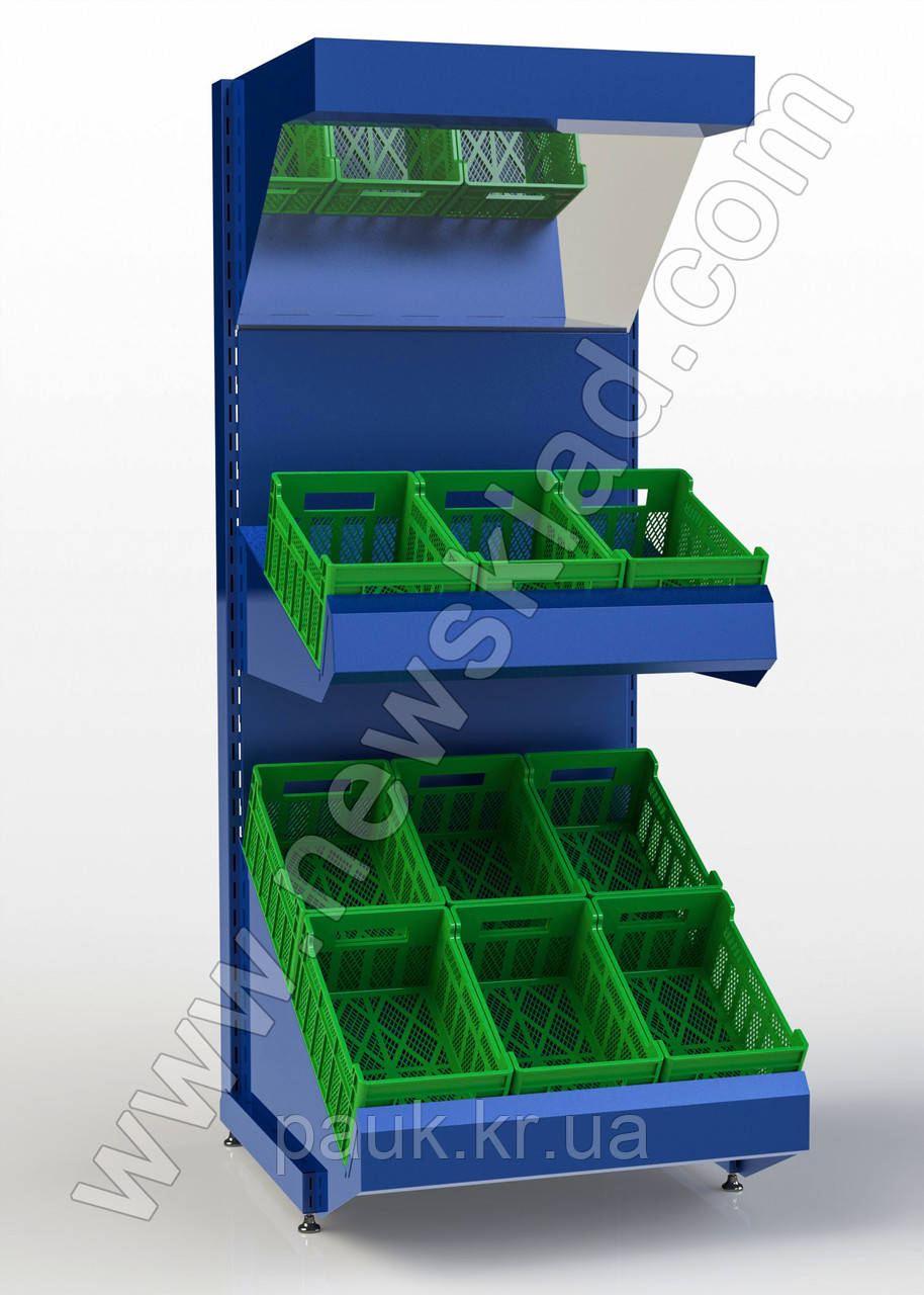 Стеллаж торговый овощной 1600*950 мм, приставной стеллаж Ристел, стеллаж для овощей, стеллаж для фруктов - фото 8 - id-p1451776