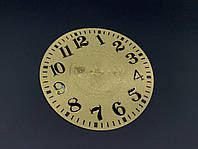 Золотой циферблат для настенных часов круглой формы с белыми цифрами диаметром 14.5 см