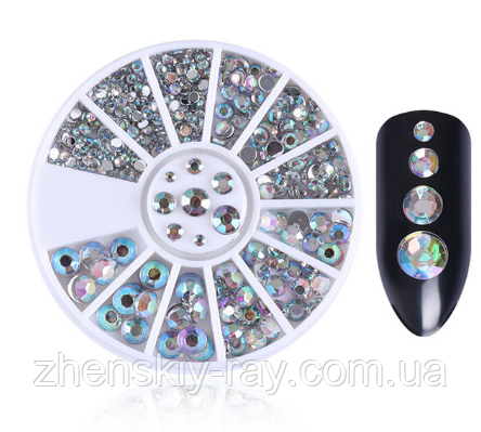 Камінці для нігтів хамелеон різних розмірів, фото 1