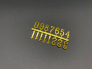 Маленькі золоті цифри для самостійного виготовлення настінних і настільних годинників висотою 15 мм