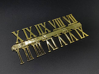 Римські цифри для самостійного виготовлення настінного годинника в золотому кольорі висотою 23 мм