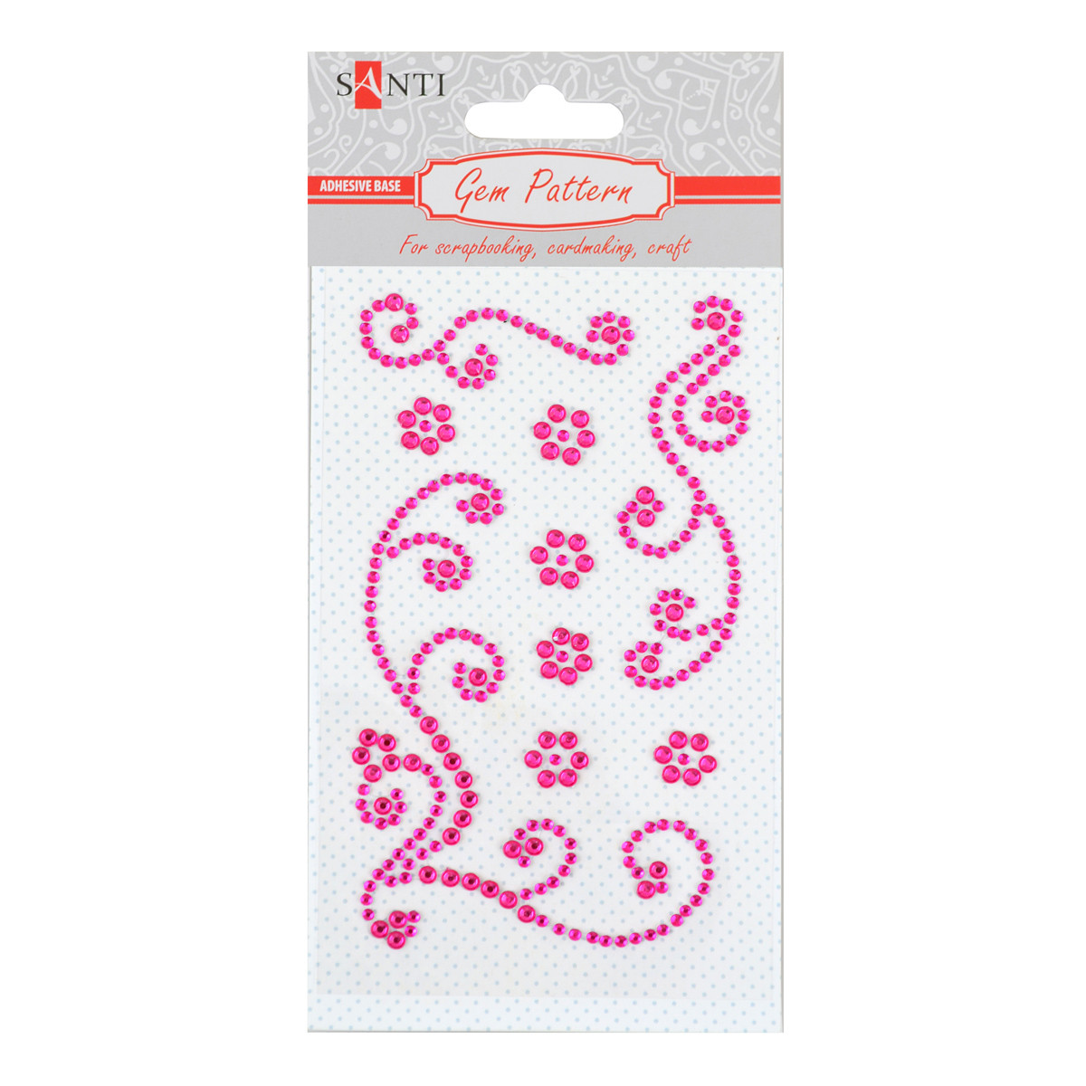 Візерунок-аплікація зі страз Santi із клейким шаром"Shining pattern", колір рож., 10х6см.